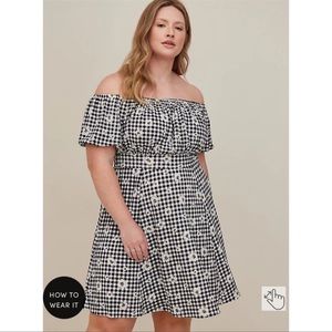 Torrid Checkered Daisy Print Mini Dress